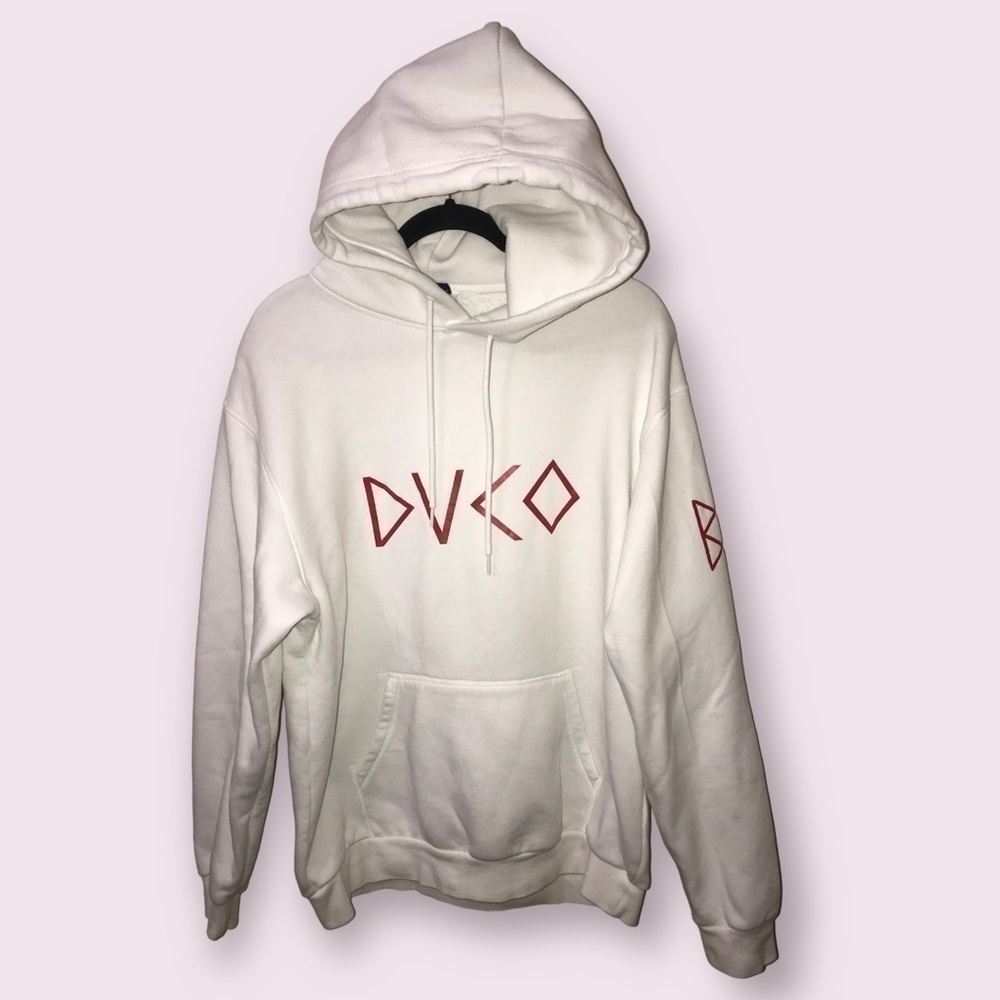 DIVIDED Mens Cotton Blend Soft White Printed Graphic Hoodie Sweatshirt Size M